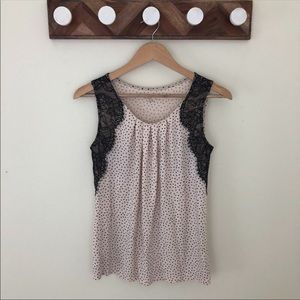 LOFT Lace and Polka Dot Tank Sz SP